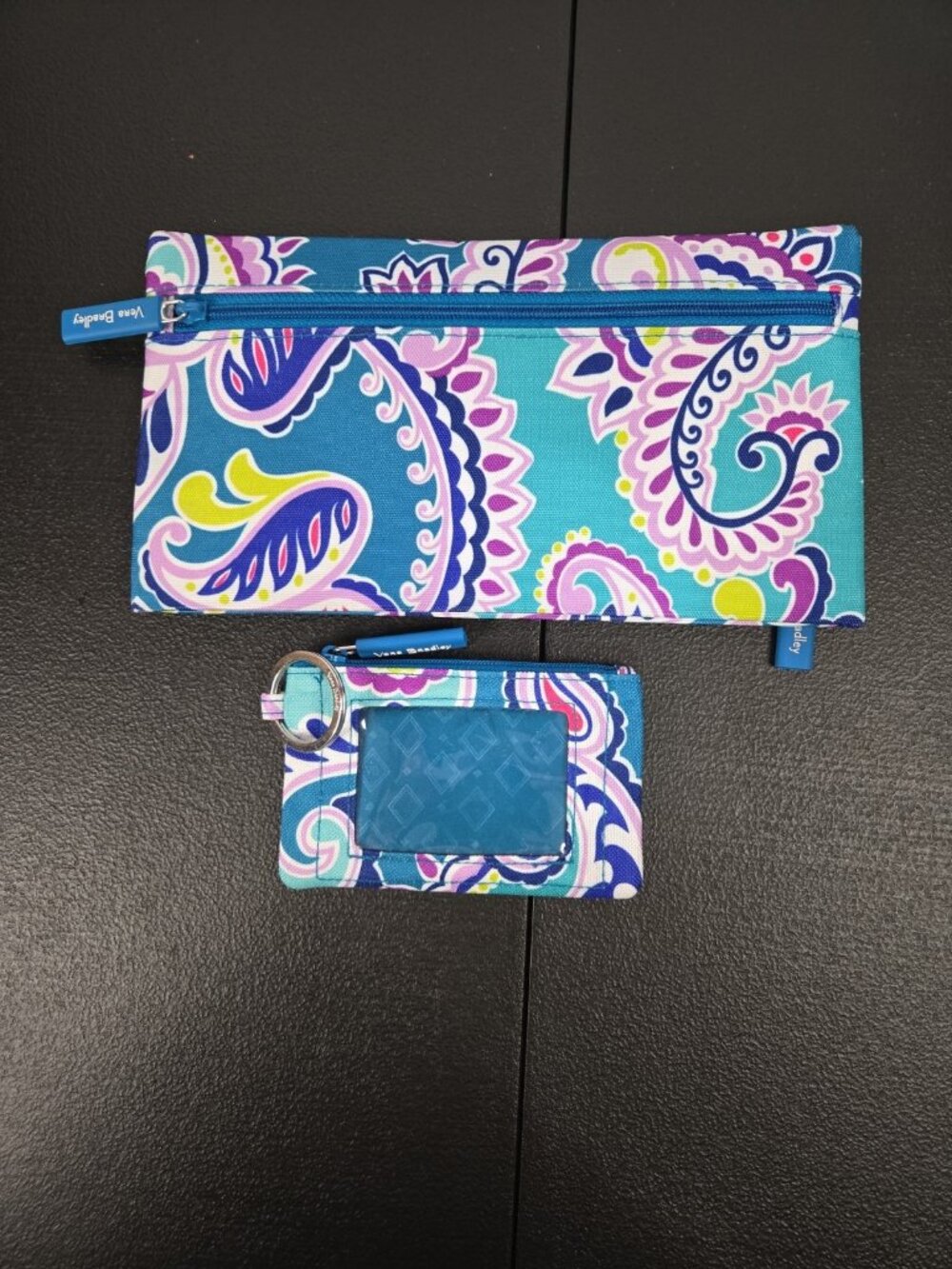 Vera Bradley Pencil Case Pouch and Wallet/ID/Key Chain in the Waikiki Pattern